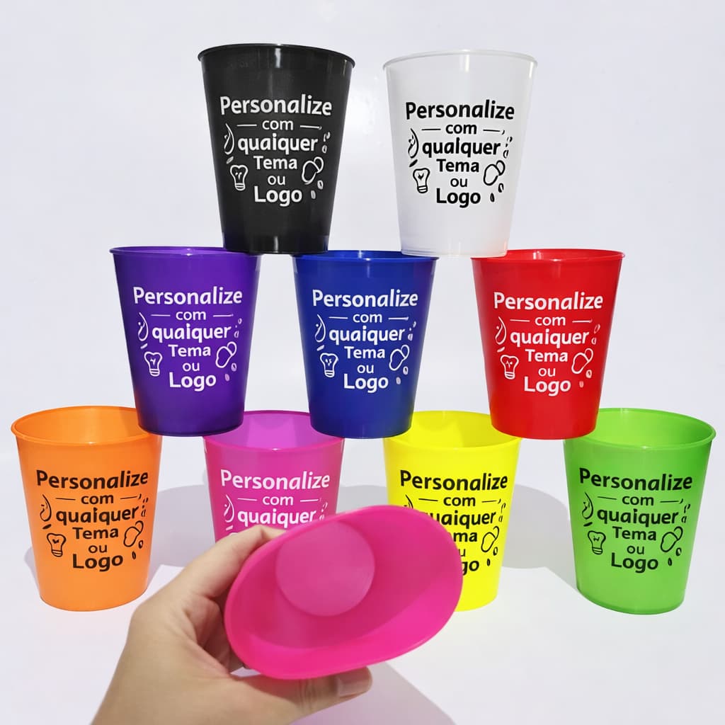 100 Copo Eco Personalizado Caldereta Tardezinha para Festa Evento Aniversario Psicina Não Quebra