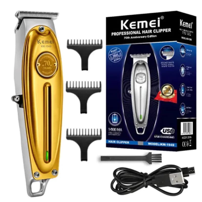 Kemei Aparador De Cabelo Full Metal Profissional Barba De Lítio Elétrico Máquina De Corte KM-1949