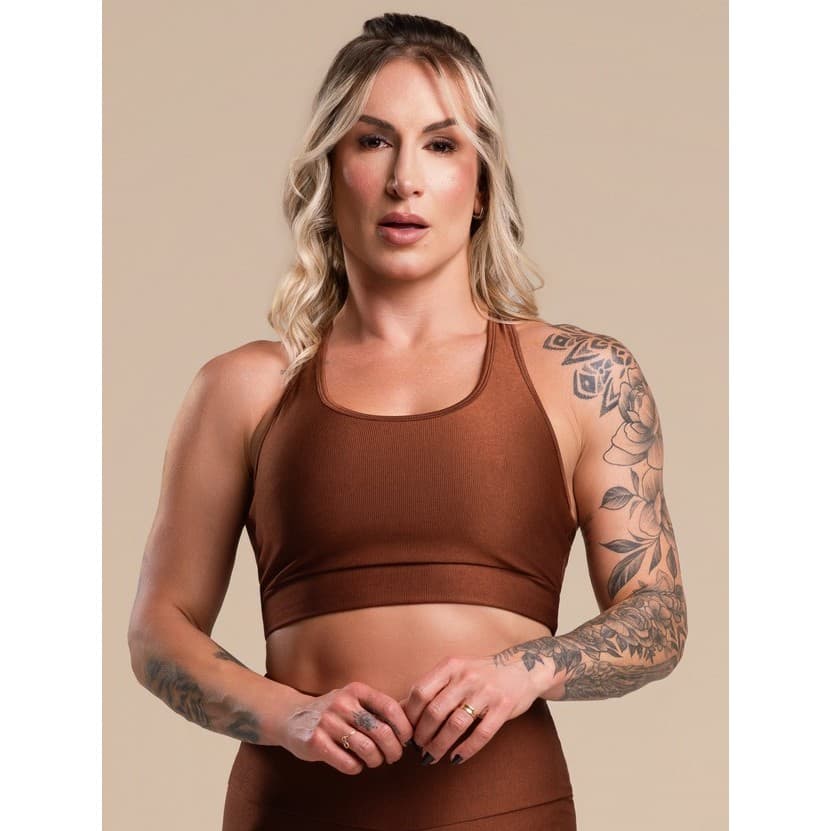 Top Fitness Feminino Nadador Liso Tecido Canelado Sustentação Academia Moda Treino RIQ Modas
