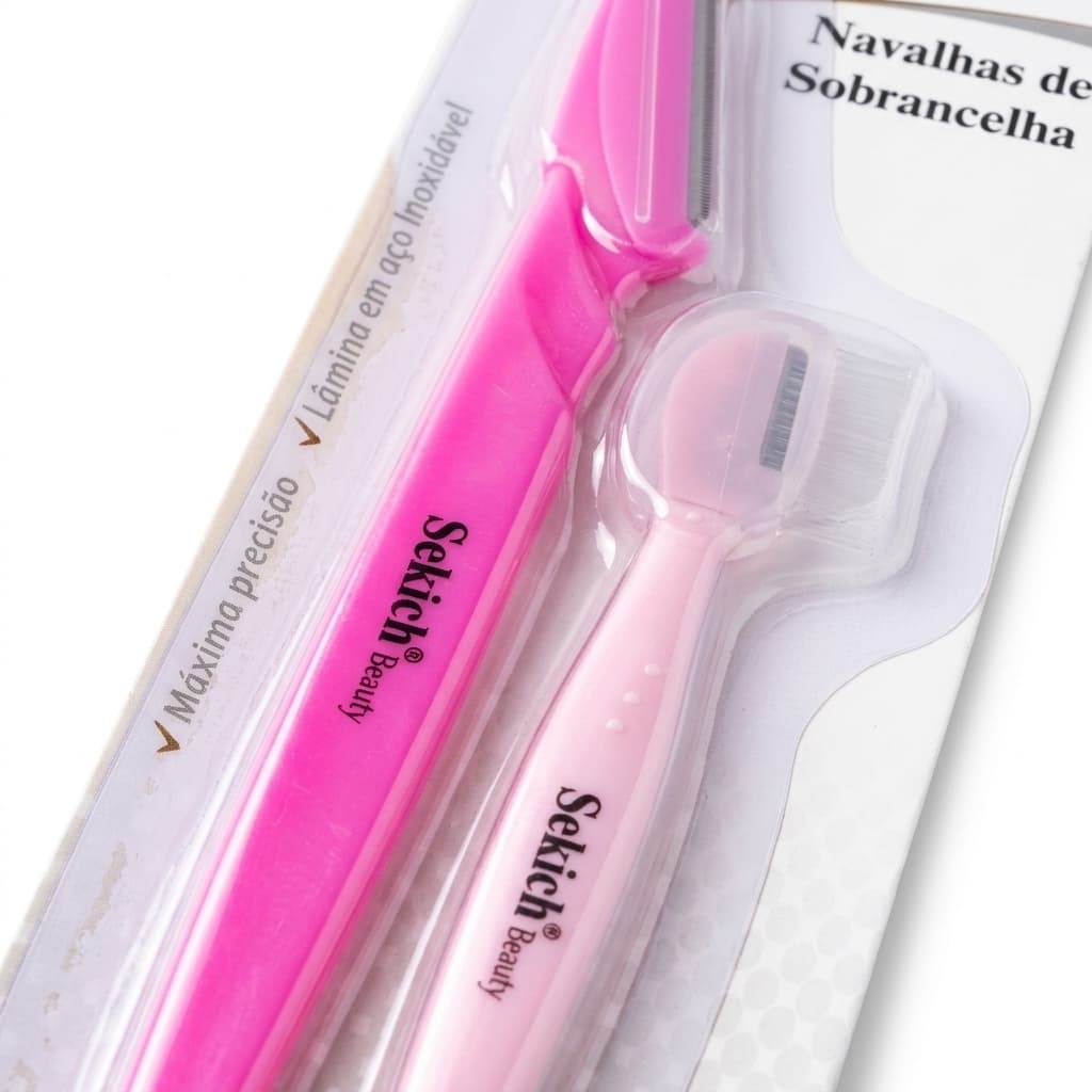 Depilador Sobrancelha Buço Facial Aparador Pelos Sobrancelhas Rosa Sekich Navalhas Lâminas Aço Inox