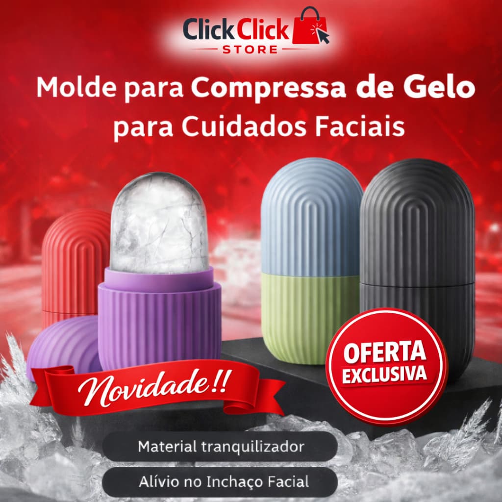 Massageador Facial de Forma de Gelo Silicone Reutilizável Anti Inchaço Olheiras Skincare - SQ7735