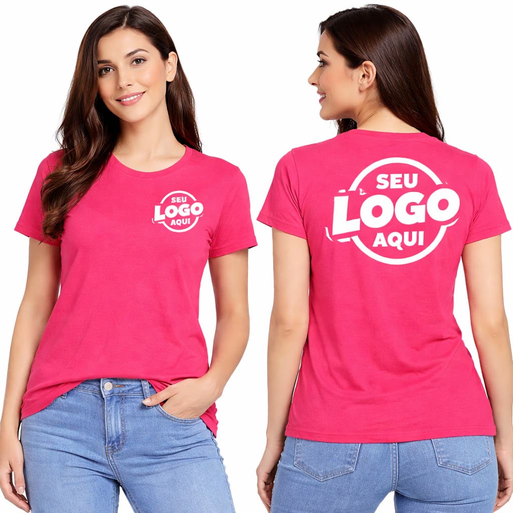 Camiseta Feminina Personalizada Babylook Gola V Ombro a Ombro