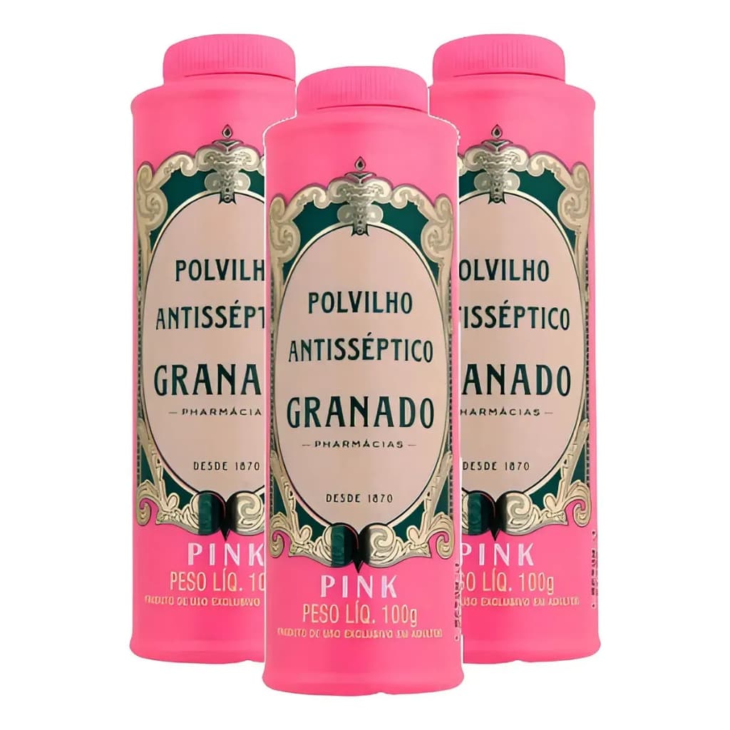 Kit 3 Polvilho Talco Pés Axilas Granado Pink 100g Original