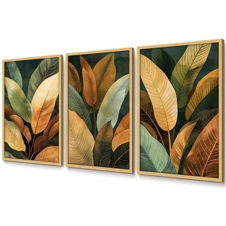 Quadro Natureza Para Sala Quadro Folhagem Sem /Quarto Quadro Paisagem Floral Trio