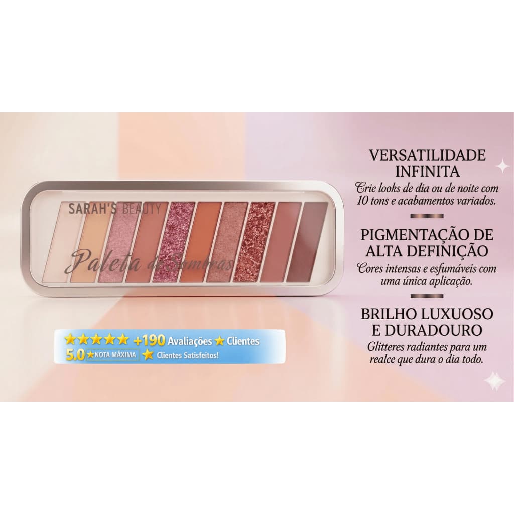 Maquiagem Paleta de Sombras Sarah’s Beauty Cor B Alta Pigmentação Cores Intensas Profissional
