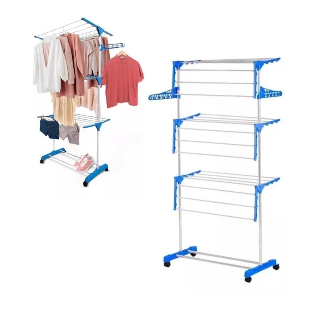 Varal de Chão Dobrável 3 Andares com Rodinhas – ENVIO IMEDIATO