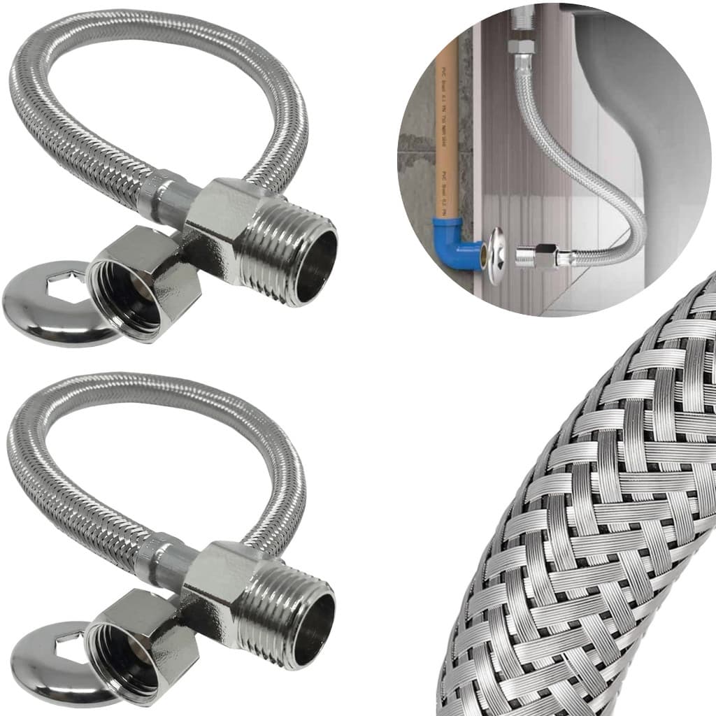 Mangueira Flexível Aço Inox 40cm Quente Fria Kit 2 Unidades