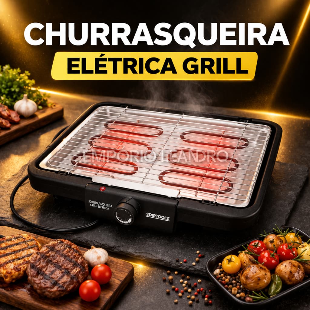 Churrasqueira Elétrica Grill | Grelha Removível | Alta Potência