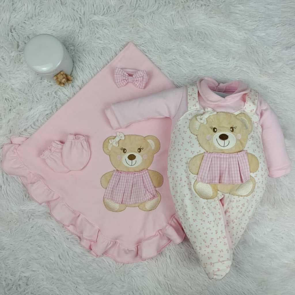 Saida Maternidade Bebe Menina Completo Com Faixa de Cabelo