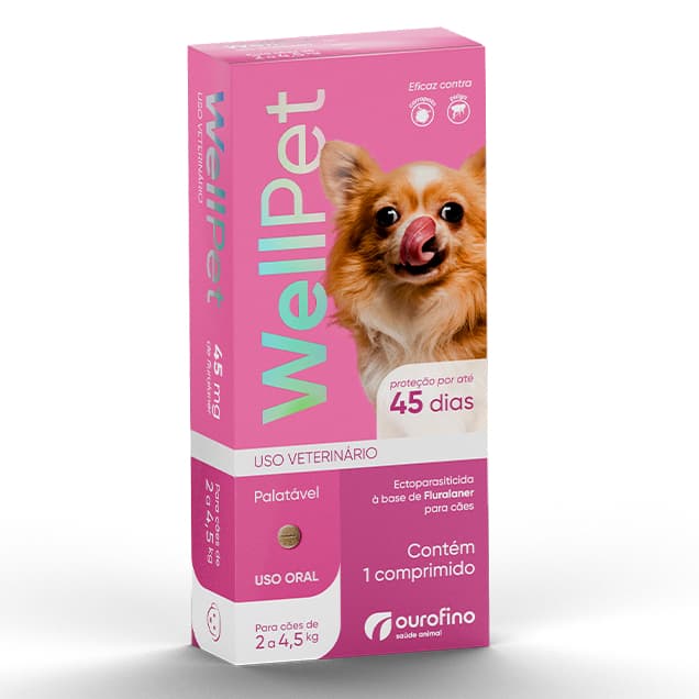 Wellpet Ourofino Antipulgas Cães 2 - 4,5kg Proteção 45 Dias