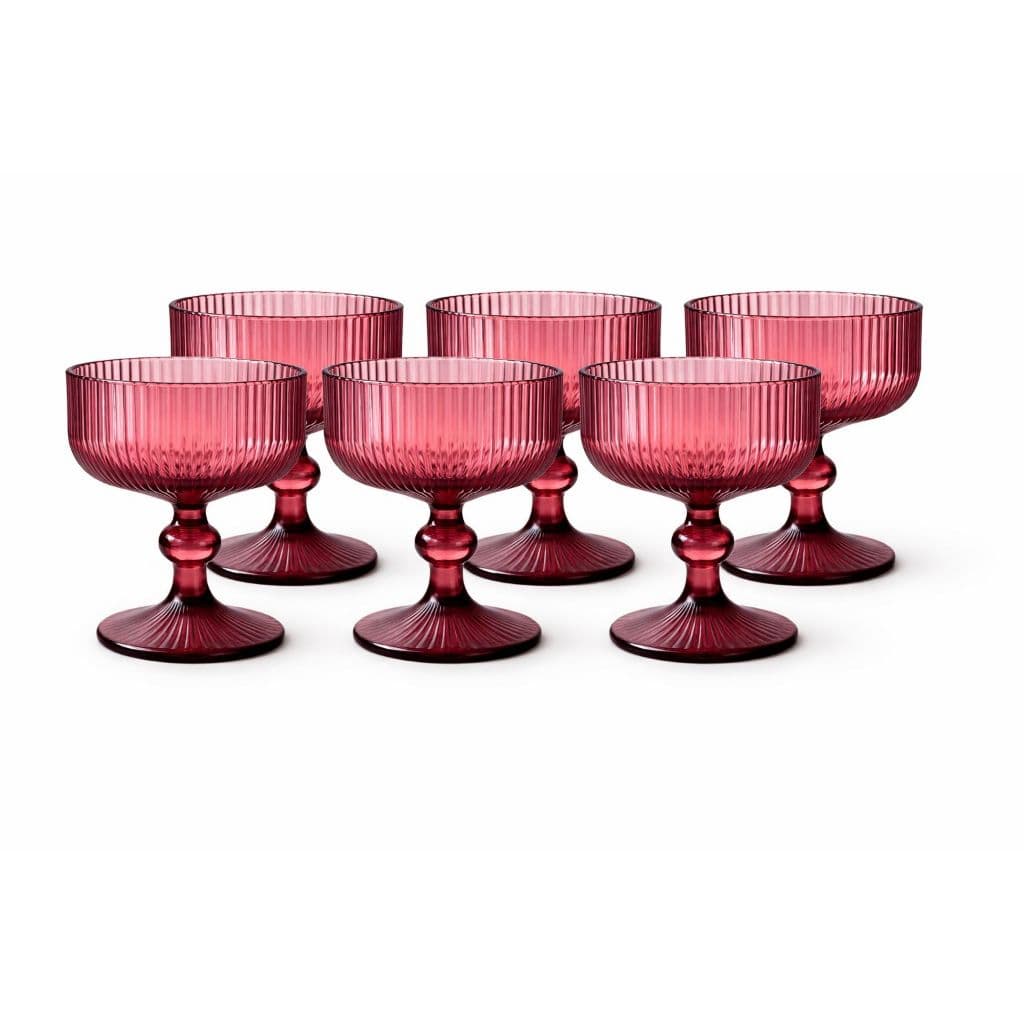 Jogo 6 Taças De Vidro Canelado Versalhes Sobremesa Sorvete Doce 320ml - Marsala