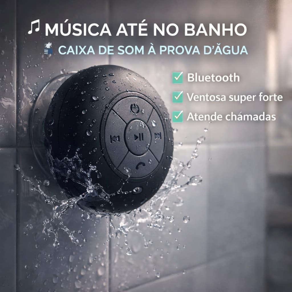 Mini Caixinha de Som Bluetooth a Prova D água para Banho Bluetooth Android E Ios