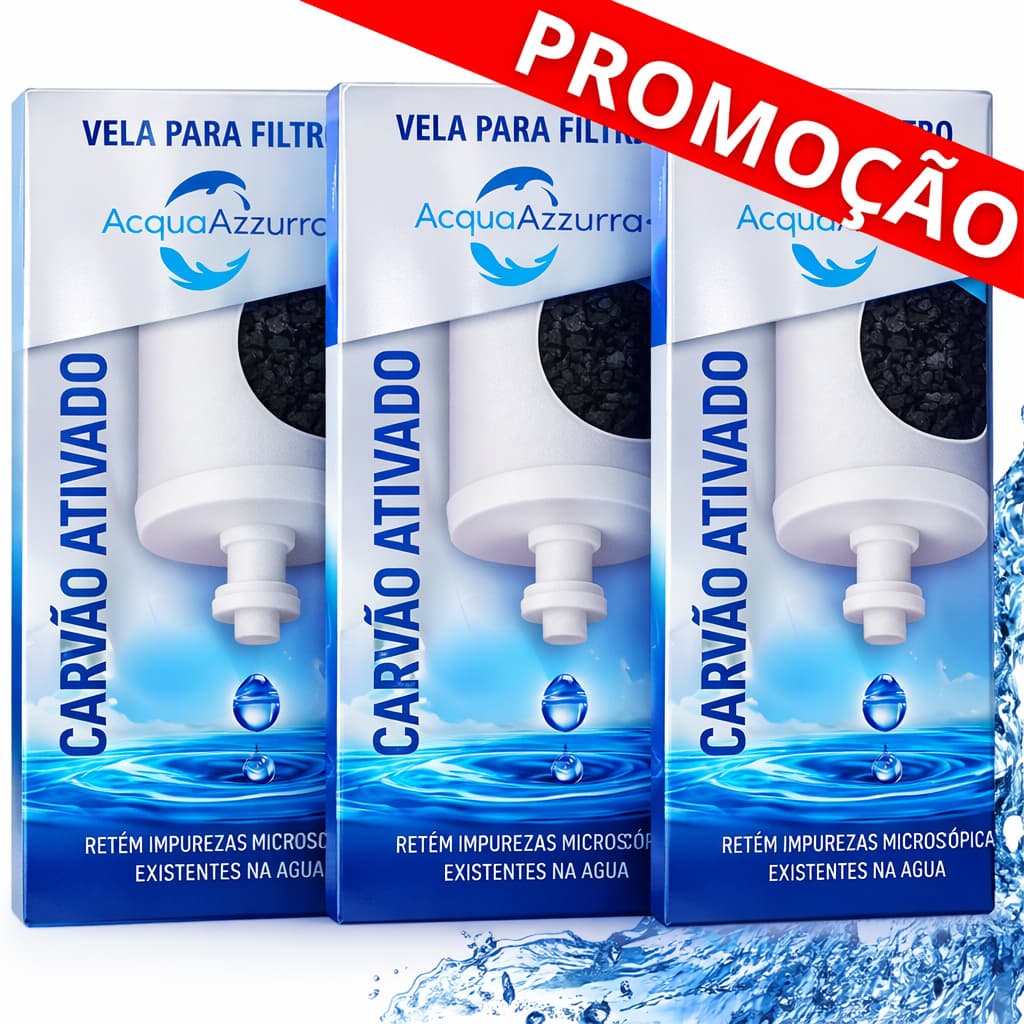 3 Vela Filtro de Barro Carvão Ativado Esterilizante Acqua Azzurra - ENVIO IMEDIATO