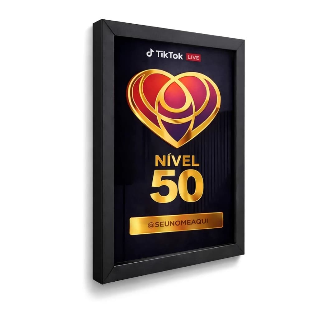 Kit 03 Quadro Placa Live personalizada com nome Moldurado A4 20x30 cm Vidro