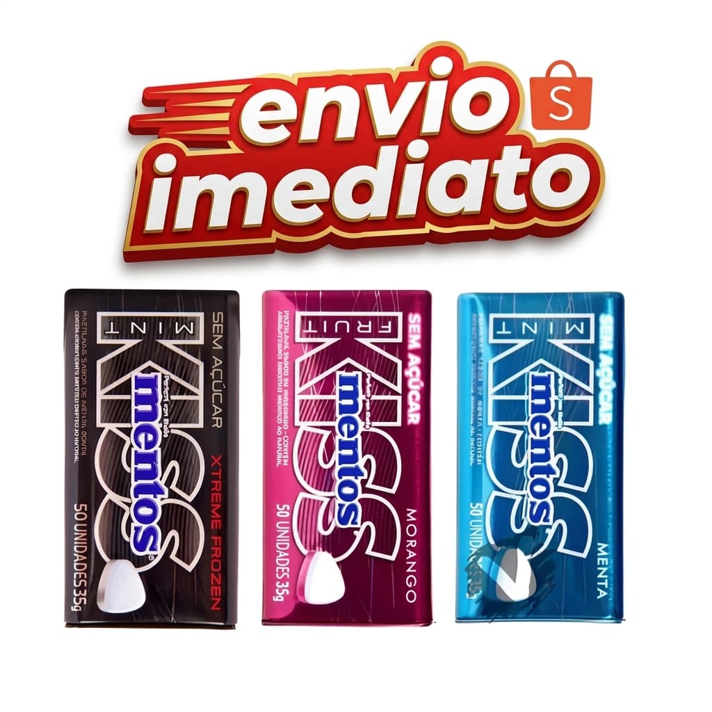Bala Pastilha Lata Mentos Kiss Sabor Sortido Kit 3 Unidades - Sem Açúcar