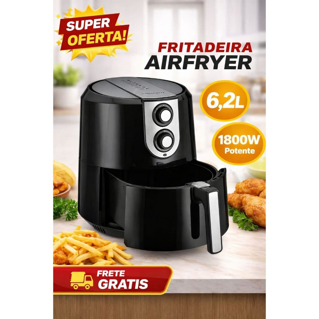 Air Fryer Fritadeira Supremma 6,2L 1800W Agratto 127V