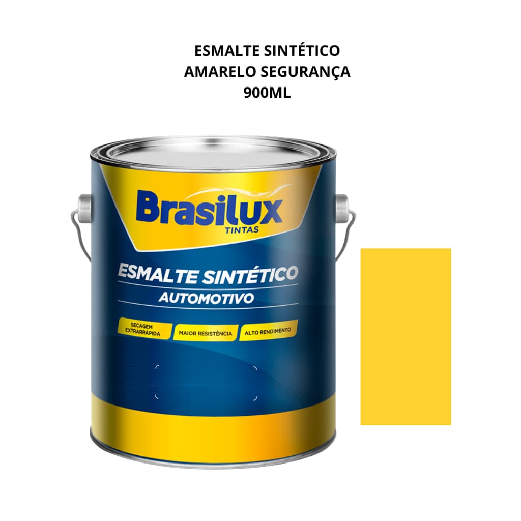 Tinta Esmalte Sintético Automotivo Amarelo Segurança 900ml Brasilux Secagem Rápida
