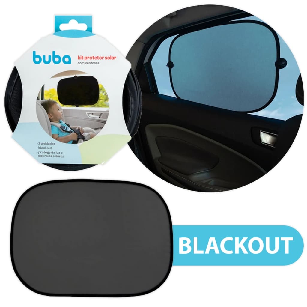 2x Protetor Solar Para Carro Com Ventosa Infantil Protege Sol Raios Solares Blackout Buba