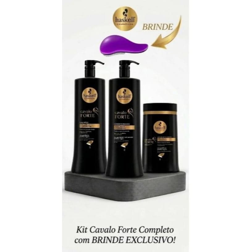 Cavalo Forte Haskell - Kit Shampoo, Condicionador 1L e Máscara  900g Hidratação e Fortalecimento + escova
