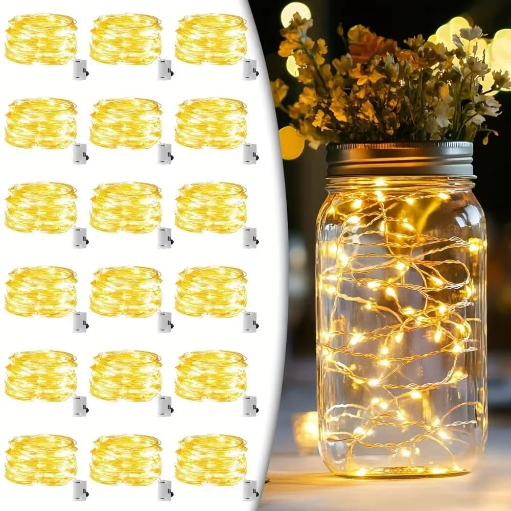 10/20Pcs Fio De Led Fada Prata 2m 20 LEDs Cordão De Luzes Decoração Natal E Festa