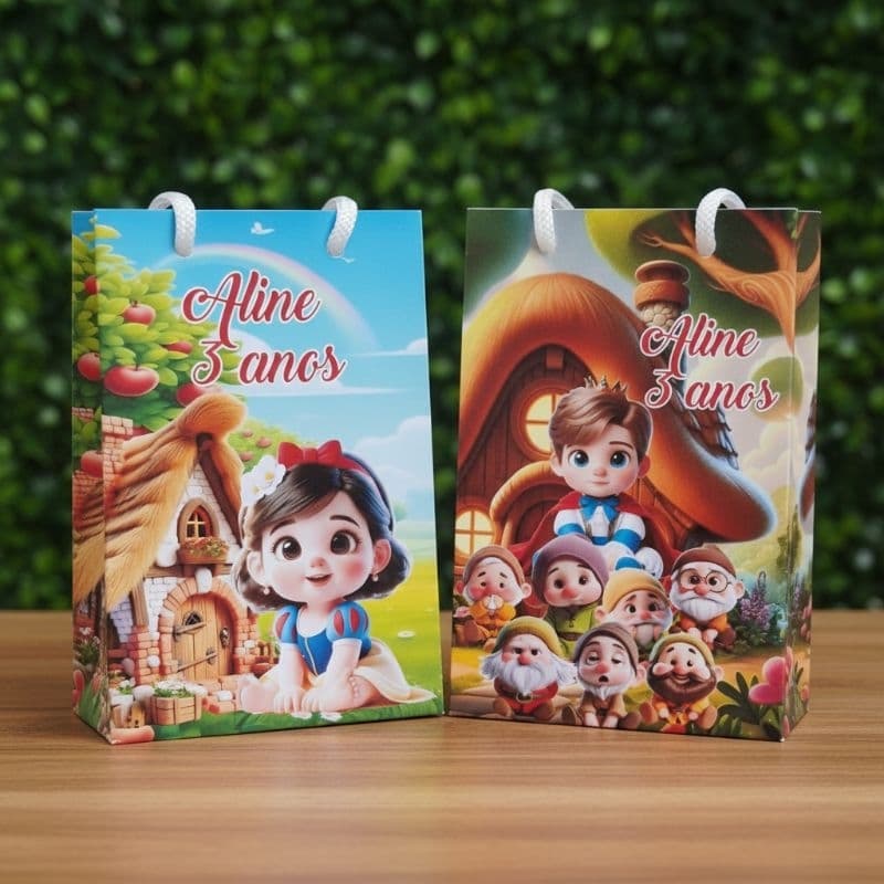Sacolinha P Branca De Neve cute e Princípe Lembrancinhas  Aniversário Decoração Personalizado Presente Criativo Luxo