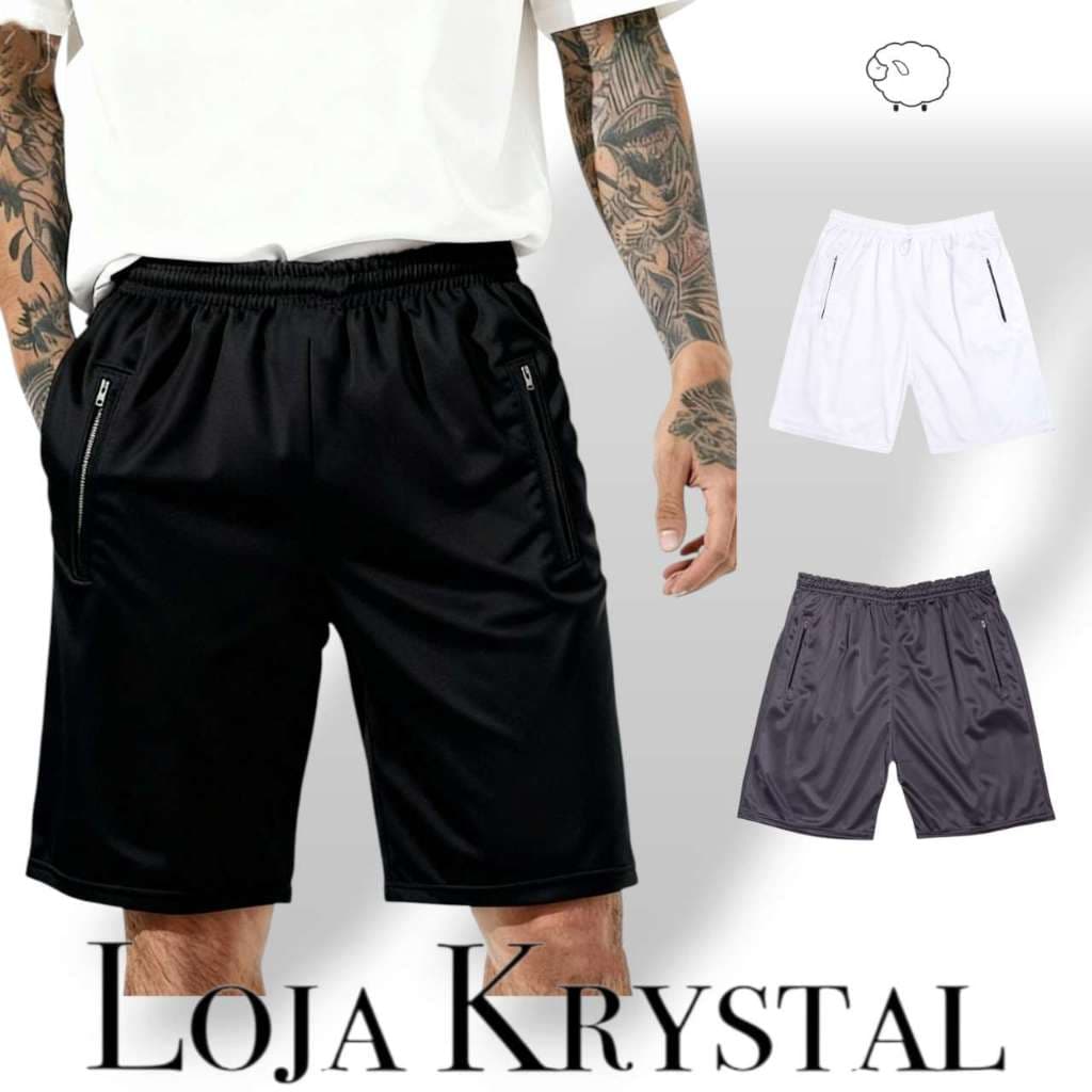 Kit 2 Shorts Bermuda Dry Fit Esportiva Treino Com Ziper no Bolso - Simbolo Refletivo