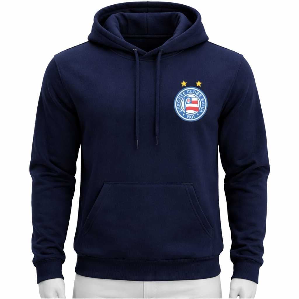 Moletom Flanelado Canguru Blusa Quentinha Casaco Bahia Tricolor de Aço Estampado Desenho Time