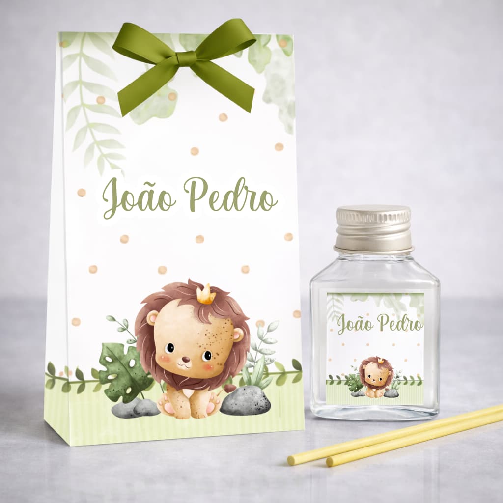 Aromatizador Safari Leãozinho kits com 40 – Lembrancinha Maternidade e Chá de Bebê