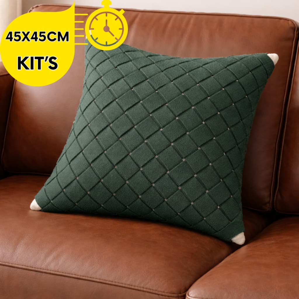 CONJUNTO CAPA TRANCE -  ALMOFADAS 45X45CM TRANÇADA – VERDE SOFISTICADO PARA SOFÁS, CAMAS E DECORAÇÃO