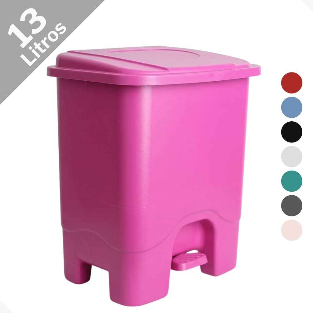 Lixeira Com Pedal Em Plástico 13 Litros Colorida Para Cozinha ou Banheiro