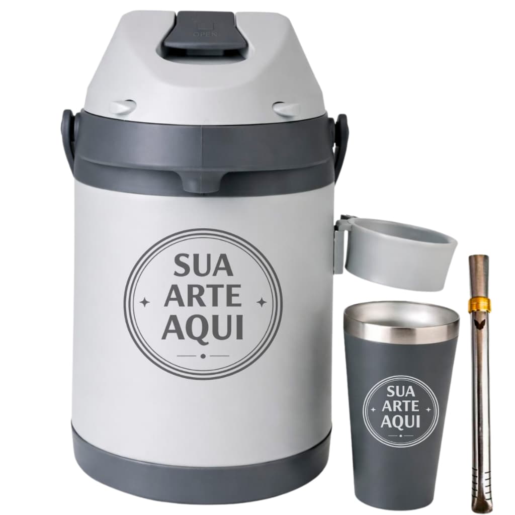 Kit Terere Chacal Colorido Completo 3x1 Garrafa 2,5l Copo 200ml Personalize a Laser
