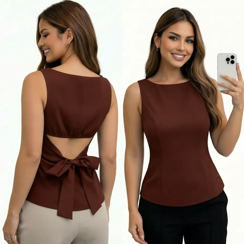 Blusa feminina Peplum ,Com Amarração nas costas ,Moda verão casual Tendencia 2026