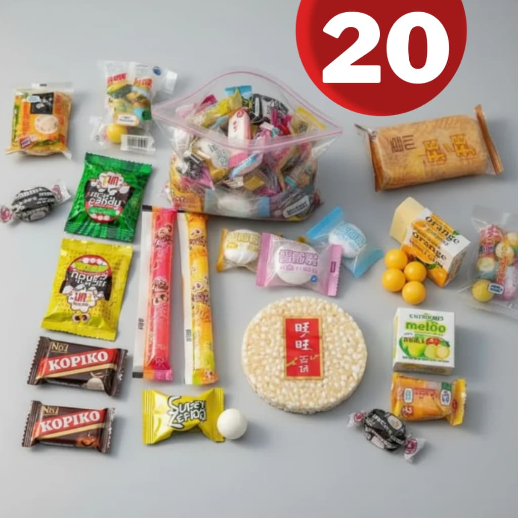 Box até 20 Doces Asiáticos Biscoitos Bolachas Oriental Balas Japonesas Coreanas Premium