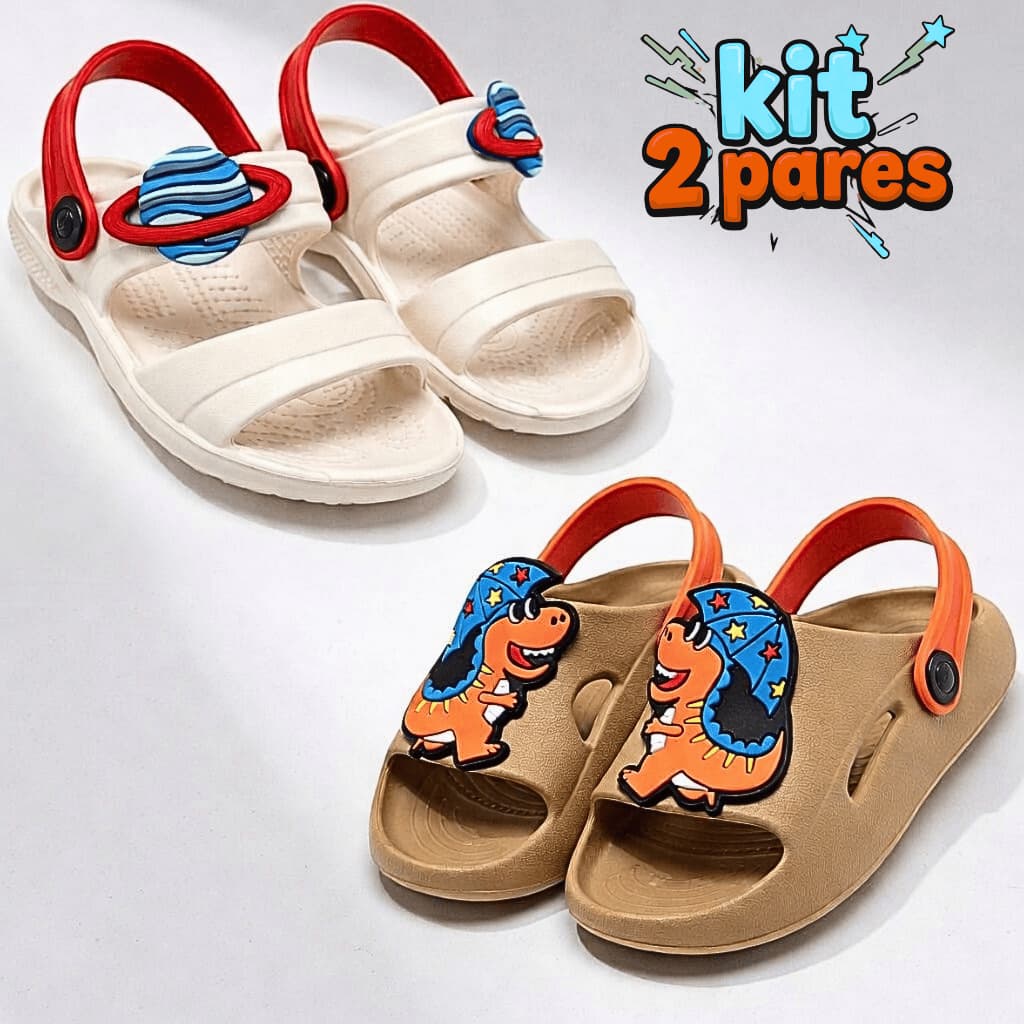Kit 2 Pares Sandália Babuche Menino Infantil Masculino Criança Confortável