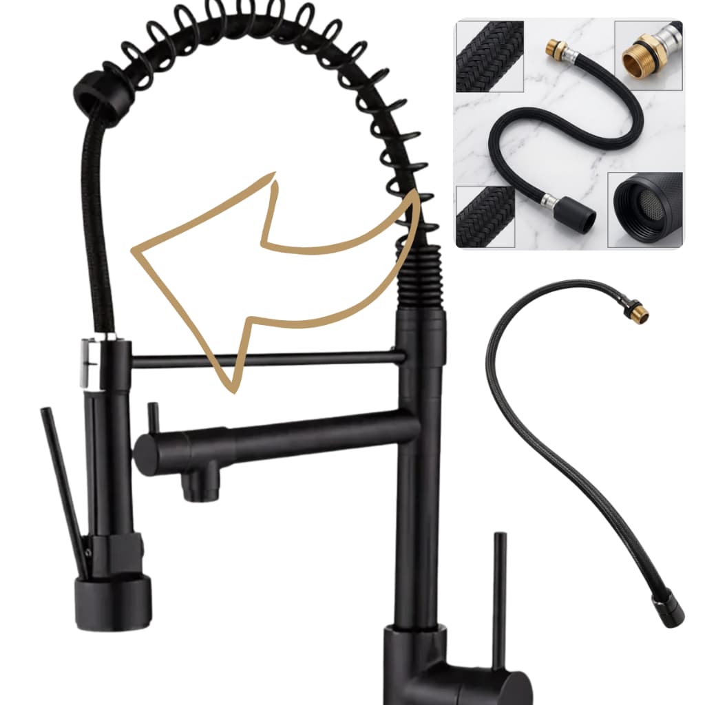 Mangueira Flex Preta Black Para Torneira Monocomando Gourmet Alta 70cm/50cm/60cm