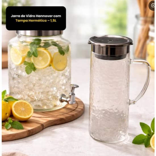 Jarra de Vidro Hannover com Tampa Hermética – 1,5L