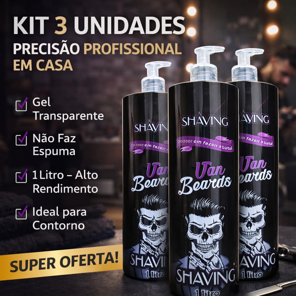 Kit 3 Unidades - Gel de Barbear Van Beards 1L