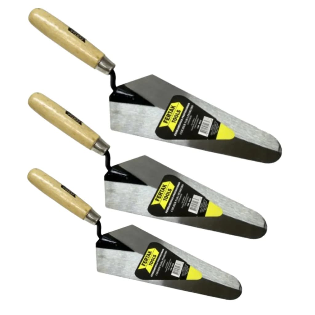 Kit 3 Colher Reta de pedreiro   6 7 8 Polegadas Reforçada aço carbono   Fertak