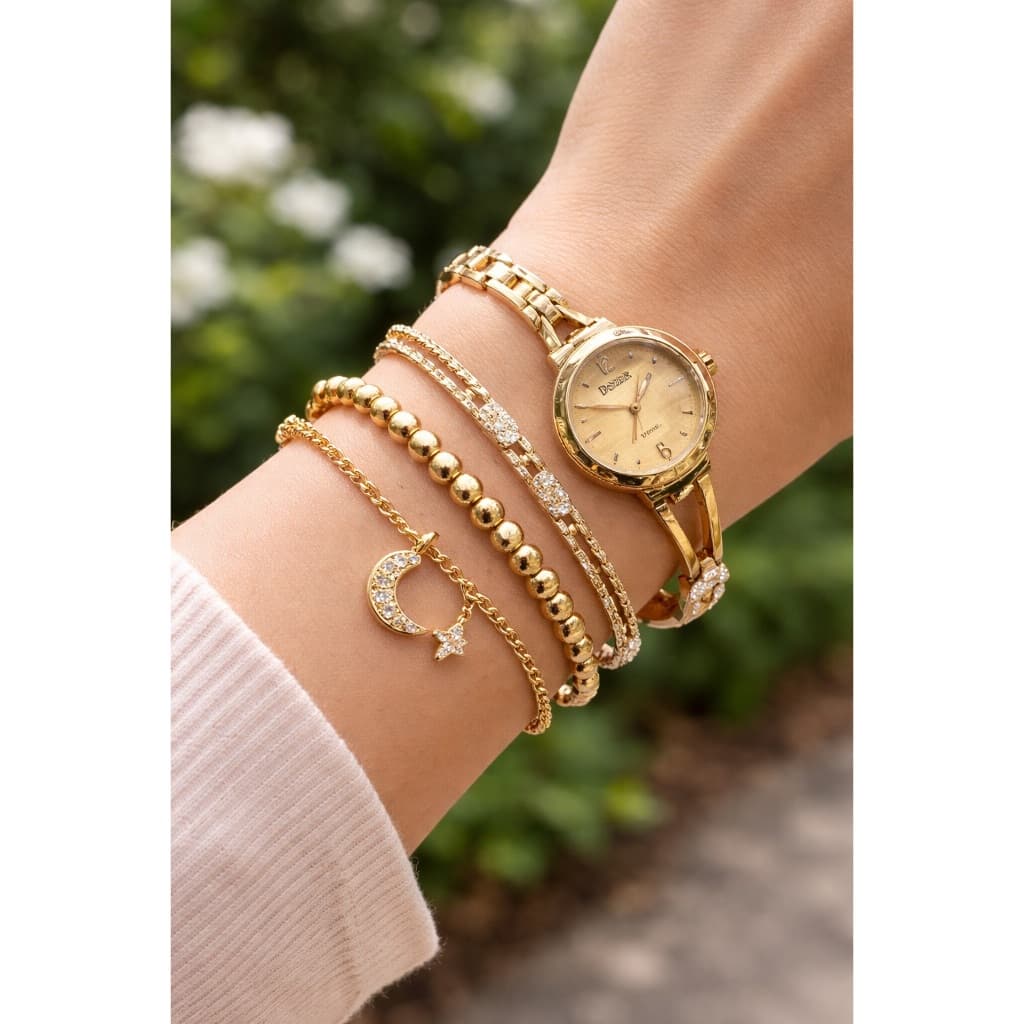 Relogio Pulso Feminino Redondo rose prata dourado 234