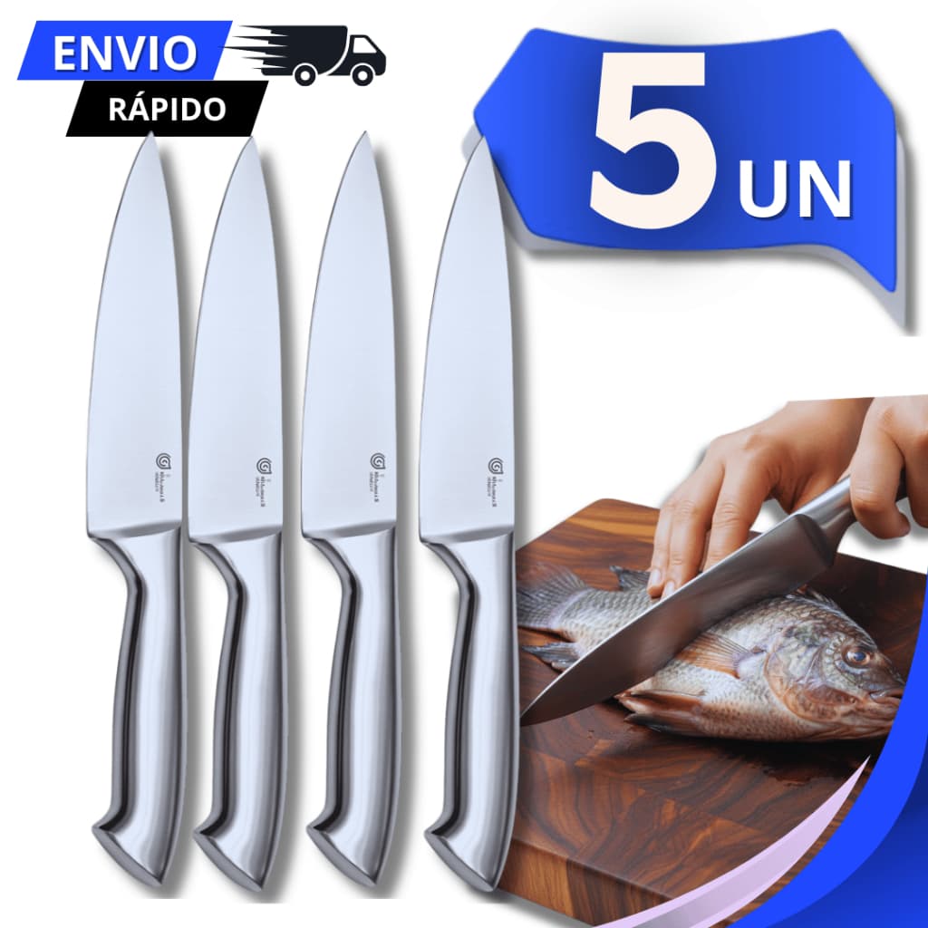 Jogo Facas Inox Peixeiras Profissional 6" Lâmina Corte Precisão Churrasco Açougue Carnes Utensílios