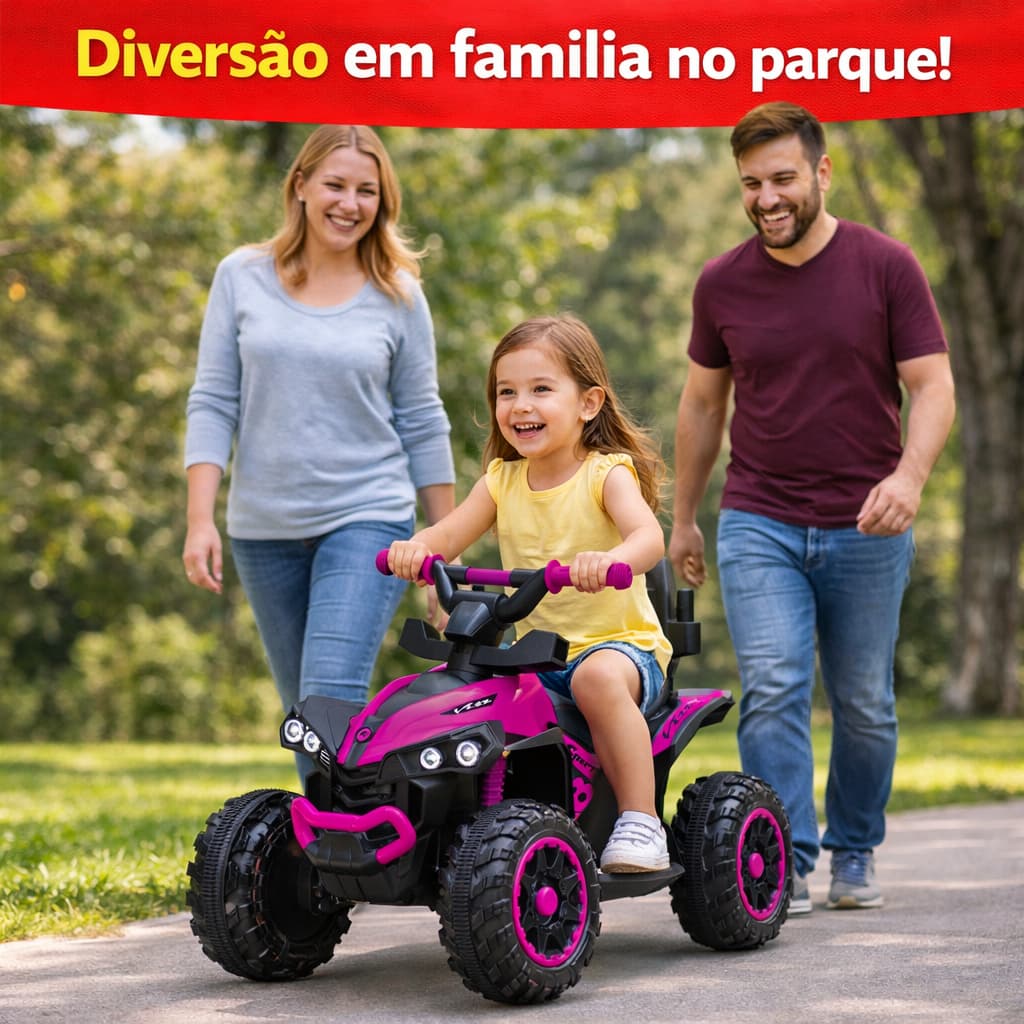 Quadriciclo Elétrico Infantil 4 Rodas Luz Som Acelerador Bateria 6V Seguro Menina