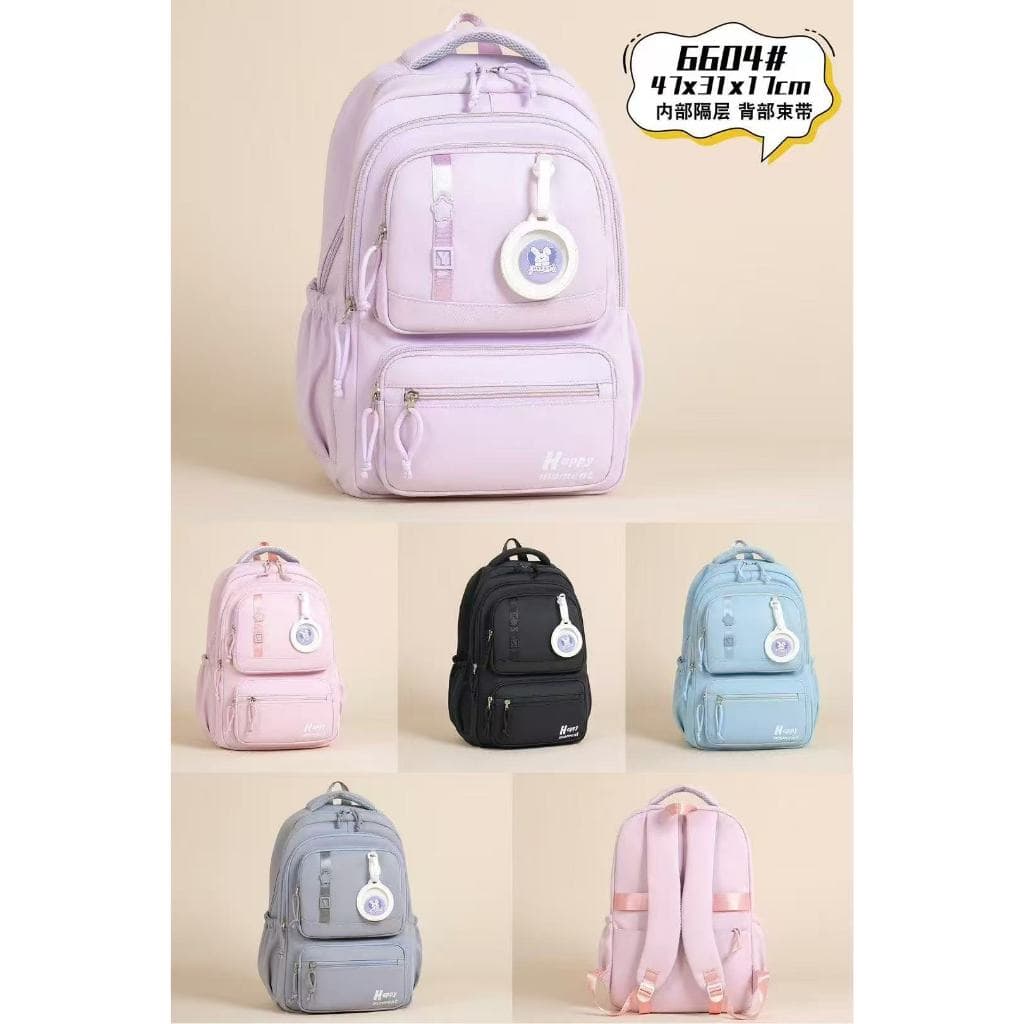 Mochila Feminina Escolar Passeio Coreano Grande Capacidade Com Pingente de Corda