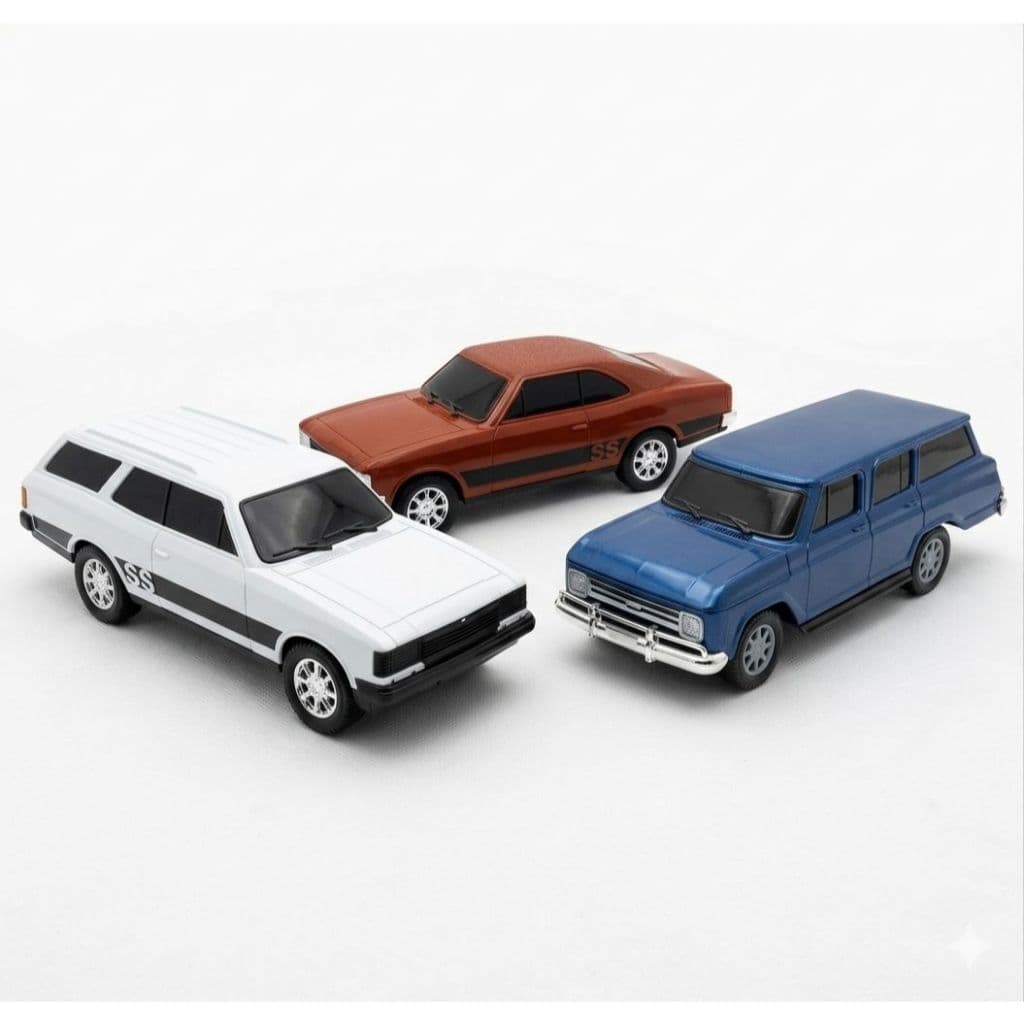KIT 3 BRINQUEDOS ANTIGOS VINTAGE GM - CHEVROLET -  CARAVAN + OPALA + VERANEIO