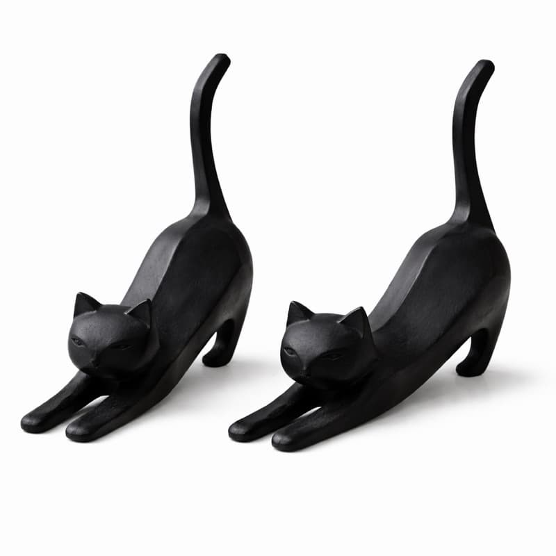 Kit Escultura Gato Minimalista Decorativo Luxo Elegante Design Moderno Qualidade Casa Sofisticada