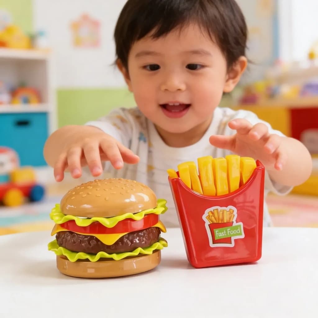 Lanche e Batatas Fritas Mc Brinquedo Infantil Cozinha Comidinha Faz de Conta Lanchinho e Batatinhas
