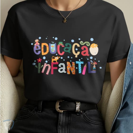 Camiseta Professora Feminina Profissão Com frase de educação infantil 100% Algodão Estampado Pedagogia