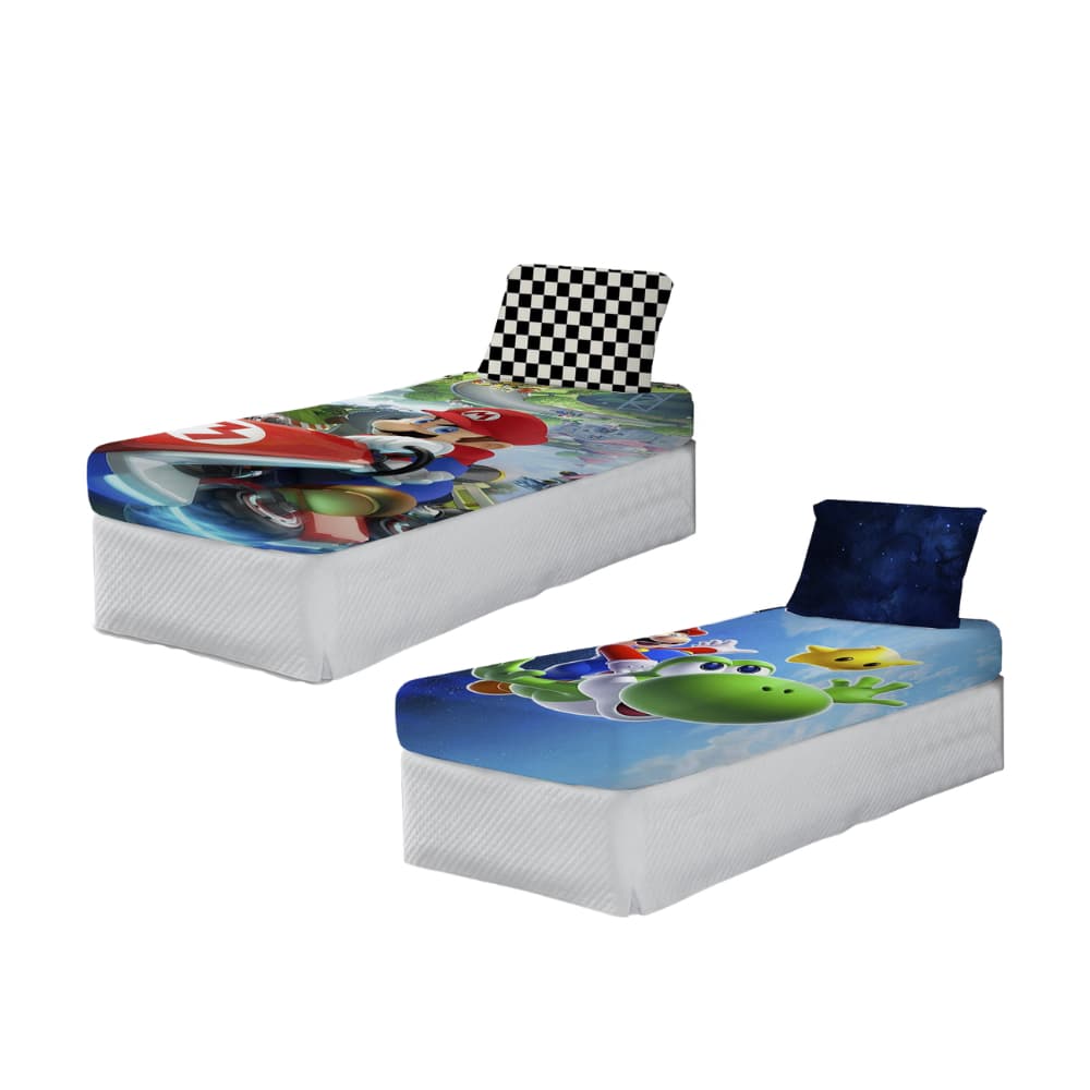 Jogo De Cama Videogame Cogumelos Lençol + Fronha Macio