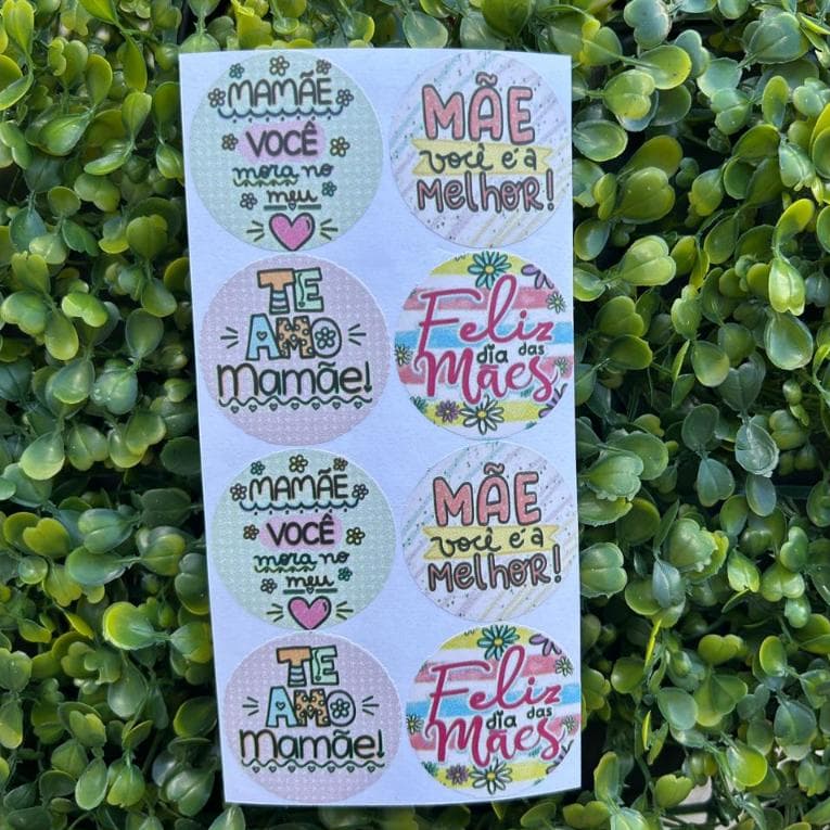 Cartela 100 Adesivos SORTIDAS Etiqueta Dia das Mães Lembrancinha Sacola 4X4 autocolantes