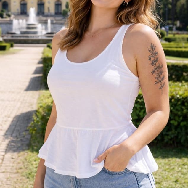 Regata Feminina Peplum Suplex Blusa Malha Blusinha Barata Alça Plus Size Verão Academia