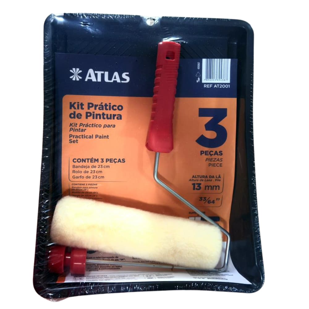 PINTURA KIT PRATICO ATLAS 3 PÇS- bandeja, rolo e garfo.